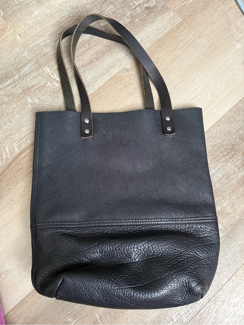 Fleabags genuine soft leather tote made in USA black